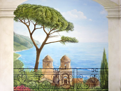 Terrasse mit Blick auf das Meer und Ravello