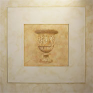 Marmorierte Wände mit Kassetten in Schwimmbad Marmorierte Wand mit Kassette