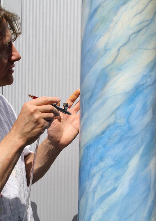 Marmorierung Säule blauer Marmor