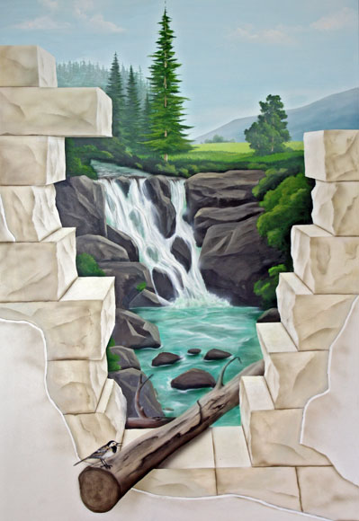 Wandmalerei Wasserfall
