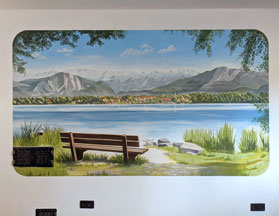 Wandmalerei, Motiv: Blick auf Seeshaupt