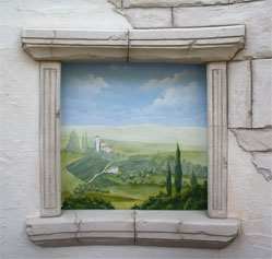 Wandbild Toskana, Motiv: Weinberge mit Schloss
